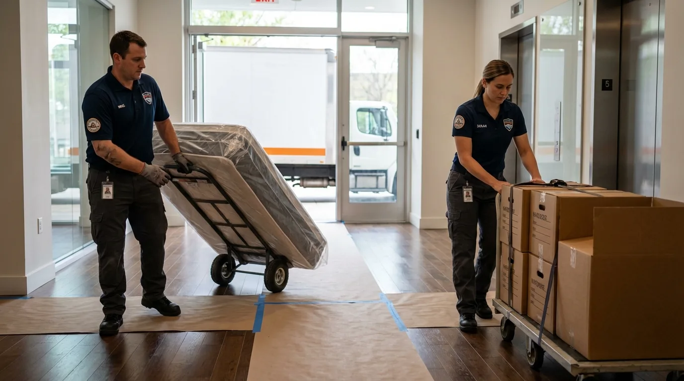 Professional apartment movers loading elevator in Maricao, PR